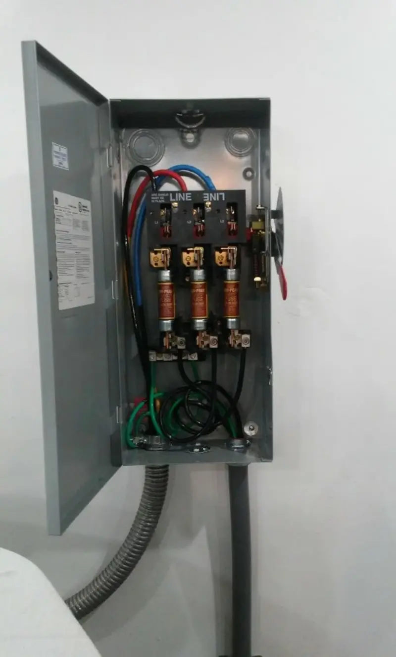 Three-phase disconnect switch installed for Electrical Wiring & Rewiring in St. Stephens